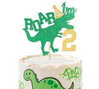 Decoración para tarta de cumpleaños de dinosaurio con purpurina - Roar I'm 2 Dino decoración de fiesta para niños y niñas Dinasour Forest Theme Birthday Celebration Party