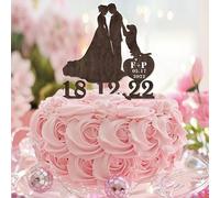 Decoración para tarta de cumpleaños de Mr And Mrs Brown, silueta de pareja con texto en inglés "Mr And Mrs", decoración de aniversario, linda y fabulosa despedida de soltera, acrílico, color negro