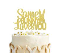 Decoración para tarta de cumpleaños de Pascua con texto en inglés "Some Bunny Loves You", decoración de primavera para baby shower, suministros para fiesta temática de conejito