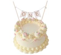 Decoración para tarta de cumpleaños hecha a mano con el texto "One", decoración para tartas de primer cumpleaños, suministros de decoración de madera para tartas, decoración de pastel de cumpleaños
