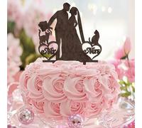 Decoración para tarta de cumpleaños Mr And Mrs Brown, silueta de pareja con escritura, decoración de cumpleaños para baby shower, suministros de decoración nupcial personalizados, elegante, silueta de