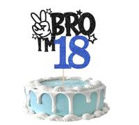 Decoración para tarta de cumpleaños número 18 decoración 18 años para niños Bro I'm 18 Bro I'm 18 Decor for Cheers to 18 Years Adecuado para fiestas de cumpleaños, aniversarios