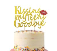 Decoración para tarta de cumpleaños número 20, diseño con texto en inglés "Kissing My Teens Goodbye", color negro con purpurina, diseño de Hello 20, Cheers to 20 Years Party Cake Pick (dorado)