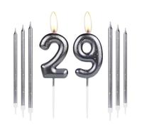 Decoración para tarta de cumpleaños número 29, vela número 29 para pastel, velas negras y doradas para mujeres, hombres, niñas, niños, decoraciones de cumpleaños, decoración de pastel para