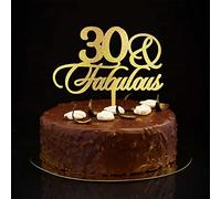 Decoración para tarta de cumpleaños número 30 y fabuloso nombre personalizado para cualquier edad, número 30, treinta años, 30 años, regalo de cumpleaños para mamá, papá, oro con purpurina de 6