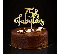Decoración para tarta de cumpleaños número 75 con purpurina dorada de 75 años y fabulosa decoración de pastel de feliz cumpleaños de 75 años, nombre personalizado, cualquier número de edad, regalo de