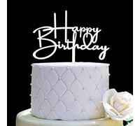 Decoración para tarta de cumpleaños para decoración de fiesta de cumpleaños, acrílico blanco roto