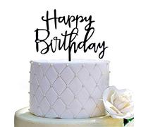 Decoración para tarta de cumpleaños para decoración de fiesta de cumpleaños, acrílico negro