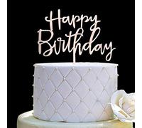 Decoración para tarta de cumpleaños para decoración de fiesta de cumpleaños, espejo de oro rosa acrílico