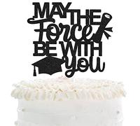 Decoración para tarta de graduación 2020 con purpurina negra para celebrar graduación, decoración de tartas con texto "Cheers To Graduate Master Ph.D High School College Graduate Party Decoración