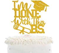 Decoración para tarta de graduación con purpurina dorada, con texto en inglés «You Did It» 2020