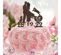 Decoración para tarta de Mr And Mrs Brown con apellido en forma de corazón, silueta de pareja con escritura, acrílico, negro, suministros de decoración de fiesta nupcial, regalos rústicos para adultos