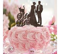 Decoración para tarta de Mr And Mrs Brown, silueta de pareja con escritura, decoración para magdalenas, novia y novio, despedida de soltera, acrílico, negro, compromiso, decoración de postres, bonitos