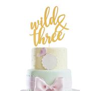 Decoración para tarta de tres cumpleaños con purpurina dorada, decoración de pastel de tercer cumpleaños, suministros de decoración para fiestas de tercer cumpleaños para niños y niñas