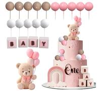 Decoracion para Tarta Oso, 20 Piezas Decoración de Pastel Osito, Osos Cake Topper, Bolas de Decoración de Tartas, Adorno de pastel para Fiestas de Cumpleaños, Baby Showers (B)