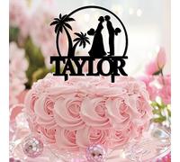 Decoración para tarta tropical de Lesbian Mrs & Mrs. Silueta femenina con guión, decoración para tartas para ella y ella, dos mujeres, fiesta de compromiso, decoración de postres, regalos