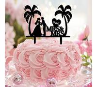 Decoración para tarta tropical de Lesbian Mrs & Mrs. Silueta femenina con texto en inglés «Love Is Love Brides», silueta de acrílico negro, despedida de soltera, decoración de jubileo, fabulosos