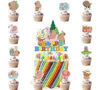 Decoración para Tartas Capybara,Doyomtoy Decoración de Cumpleaños Capybara Topper de Tarta Cupcake Toppers Happy Birthday para Niños Cumpleaños 25 piezas