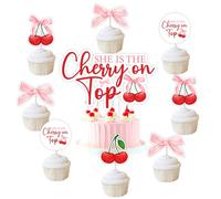 Decoración para tartas con temática de cereza, She's The Cherry On Top, decoración para cupcakes, decoración de fiesta de cumpleaños, baby shower, despedida de soltera, fiesta de cumpleaños