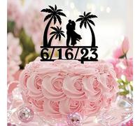 Decoración para tartas con temática de playa Mr & Mrs Tropical Engagement Script Font Cake Topper Black Couple Silhouette Bride to Be Wedding Bridal Shower Food Picks Cake Decor Fabulosos regalos para