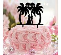 Decoración para tartas con temática de playa Mr & Mrs Tropical Engagement Script Font Cake Toppers Bride and Groom Love Theme Acrylic Black Party Baby Shower Pasteles Decoraciones Regalos divertidos