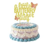 Decoración para tartas con texto en inglés "A Little Butterfly is on Her Way", decoración de pastel con temática de mariposa para baby shower, bienvenida al bebé, suministros de decoración de fiesta
