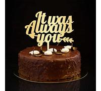 Decoración para tartas con texto en inglés "It Was Always You", diseño de silueta personalizada de novia y novio de campo, para boda, aniversario, fiesta, regalos de despedida de soltera, dorado, 6