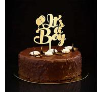 Decoración para tartas con texto en inglés "It's A Boy" para revelar el género, personalizable, regalos de fiesta de baby shower, regalos para bebés, niños y niñas, color dorado