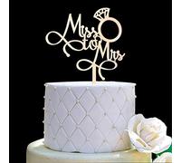 Decoración para tartas con texto en inglés "Miss To Mrs", para bodas, compromisos, bodas y fiestas de matrimonio (espejo acrílico de oro rosa)