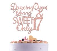 Decoración para tartas de 17 cumpleaños de Happy Girls Young & Sweet Only 17, decoración de fiesta de 17 años, decoración de fiesta de 17 años, decoración de pastel de reina bailarina, suministros de