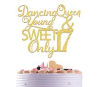 Decoración para tartas de 17 cumpleaños de Happy Girls Young & Sweet Only 17, decoración de fiesta de 17 años, decoración de fiesta de 17 años, decoración de pastel de reina bailarina, suministros de