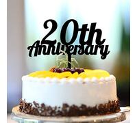 Decoración para tartas de 20 aniversario personalizada, 20 aniversario de boda, decoración para tartas, acrílico negro, romance 20 aniversario de boda, suministros de fiesta, regalos de boda para