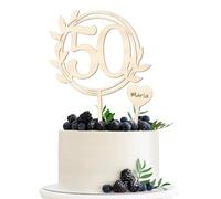 Decoración para tartas de 50 cumpleaños para mujer y hombre, decoración de 50 cumpleaños, decoración de madera Happy 50th Birthday para 50 cumpleaños para mujeres y hombres