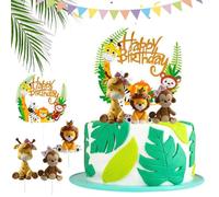 Decoración Para Tartas De Animales,4 Piezas Animales Decoración Pastel,CHmiss Decoración Animales Selva Tarta,Safari Animals Cake Topper,Para Fiesta De Cumpleaños