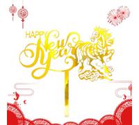 Decoración para tartas de Año Nuevo 2026 - 2D Acrylic Year of the Horse Birthday Decor | Festive Cake Decoration - for Birthday Parents Kids Teens Adults Bakeries Home Bakers Themed Events