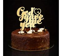 Decoración para tartas de boda con texto en inglés "God Gave Me You You", diseño retro de novia y novio, decoración de fiesta de compromiso, regalo de despedida de soltera, dorado, 6 pulgadas