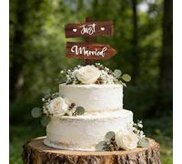Decoración Para Tartas De Boda De Madera, Just Married Cake Topper, Wedding Cake Topper, Wooden Wedding Decoration, Para Compromisos Y Celebraciones Boda