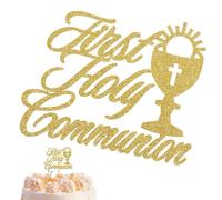 Decoración para tartas de comunión, decoración de pastel con purpurina dorada | Dios bendiga para tartas, confirmación de comunión, bautizo, decoración para tartas