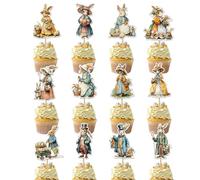 Decoración para tartas de conejo de Pascua, de letreros de animales, decoración de pastel de Pascua, para, festivales de primavera, alimentos, proyectos de manualidades, exhibición de