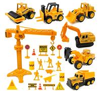 Decoración para tartas de construcción, 27 unidades de excavadora para tartas, metal, plástico, vehículos de construcción, señales de tráfico para niños, 4, 5 años