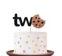 Decoración para tartas de dos galletas, decoración para tartas de feliz segundo cumpleaños, decoración de pastel de galletas marrón dorado para baby shower, suministros de decoración de fiesta de cumpleaños de dos años