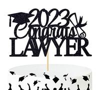Decoración para tartas de Felicidades Abogado 2023, funda cerrada / graduado de abogado, decoración de fiesta temática de graduación de la escuela de derecho 2023 (negro)