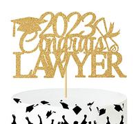 Decoración para tartas de felicitación de abogado 2023, estuche cerrado/grado de abogado, suministros de decoración para fiestas temáticas de graduación de la escuela de derecho 2023, purpurina dorada