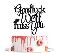 Decoración para tartas de Good Luck We Will Miss You: graduación, jubilación, alejarse, reubicación, trabajo de oficina, decoraciones de fiesta de despedida (purpurina negra)