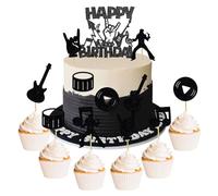 Decoración para tartas de guitarra, bola de discoteca, decoración de pasteles, nota musical, rollo de rock, decoración de magdalenas, para músico, bajo, guitarra, suministros de fiesta temática retro