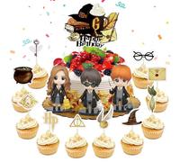 Decoración para Tartas de Harry, 14 Piezas Wizard Cake Topper, Wizard Tartas Toppers, Harry Adornos de tartas, Harry Cupcake Toppers, Harry Toppers para Pasteles, para Fiestas de Cumpleaños