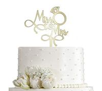 Decoración para tartas de Miss To Mrs, decoración para fiestas de boda, compromiso, boda, boda, matrimonio, espejo, acrílico dorado