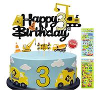 Decoración para tartas de niño para 3 años, decoración para tartas, excavadora, decoración de cumpleaños, regalo para niño de 3 años, 13 unidades, excavadora de cumpleaños, 2 pegatinas para niños (3)
