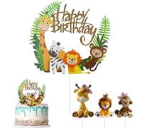 Decoración para Tartas, Decoracion Tarta Animales Selva Reutilizable Modelos de animales Decoración para Tartas de Cumpleaños Animales de la Selva Toppers para Cumpleaños, Baby Shower, Fiestas