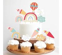 Decoración para tartas para el comienzo del curso escolar, 12 piezas, diseño de arcoíris, para niños y niñas, decoración de fiesta - Impresión por ambos lados.